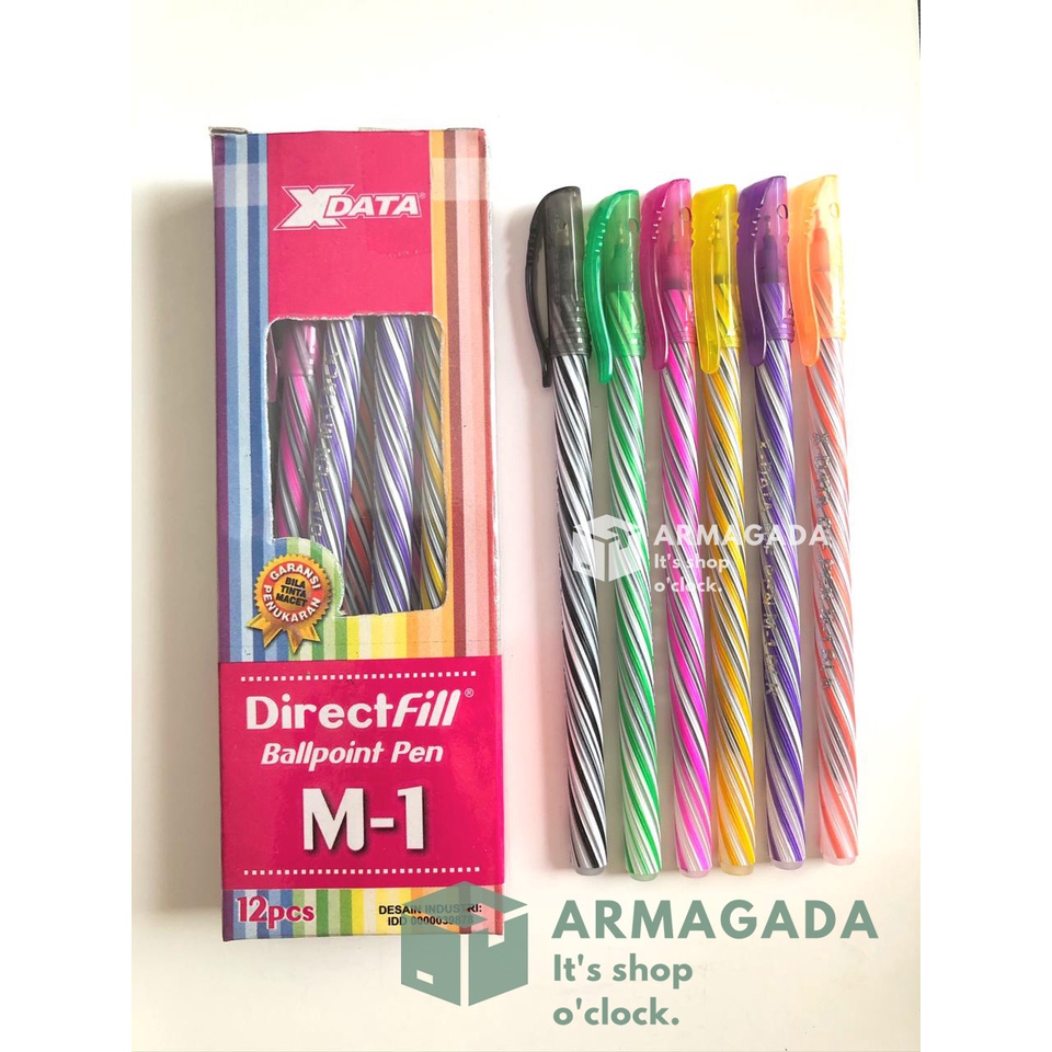 

(Lusin) Bolpen Ballpoint Pen M1 M-1 / Pulpen Tulis Tinta Hitam X Data M2 M-2
