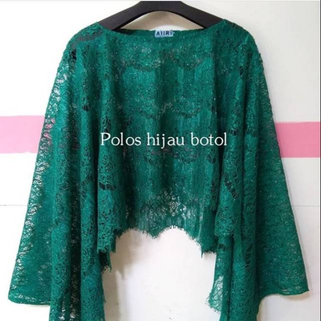 Kebaya Cape Brokat Polos Hijau Botol Shopee Indonesia