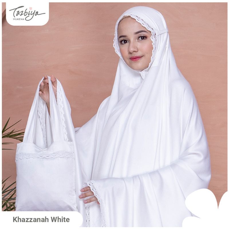 MUKENA TAZBIYA RENDA KHAZZANAH WHITE ALLSIZE MUKENA UMROH &amp; HAJI