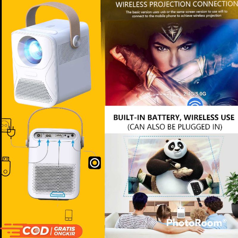 Aumiro Proyektor Mini Projector Android 1080P 4000 Lumens - X6