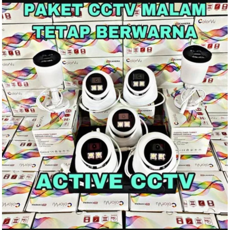 paket kamera cctv 5mp color vu 7 camera komplit siap pasang colorvu colour malam bisa berwarna 8ch