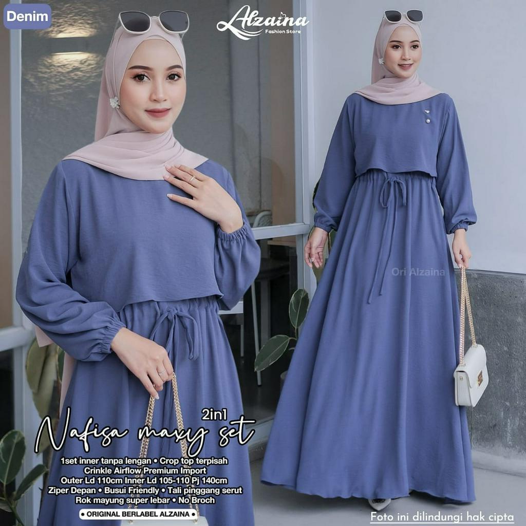 Nafisa One Set Maxy Gamis Muslim Original Produk By Alzaina