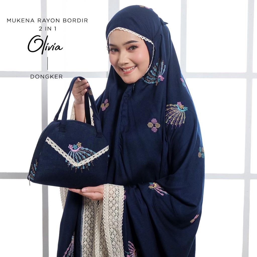 MUKENA BALI TASIK - MUKENA RAYON BORDIR 2 IN 1 OLIVIA (FREE SAJADAH)