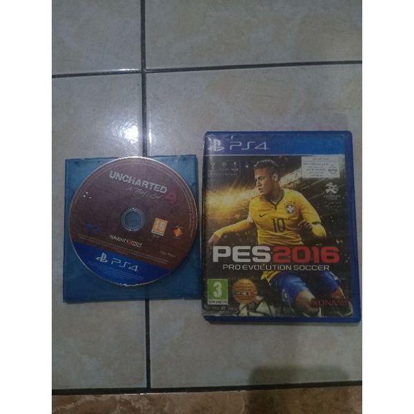 kaset bd ps4 2in1 uncharted 4 & pes 2016