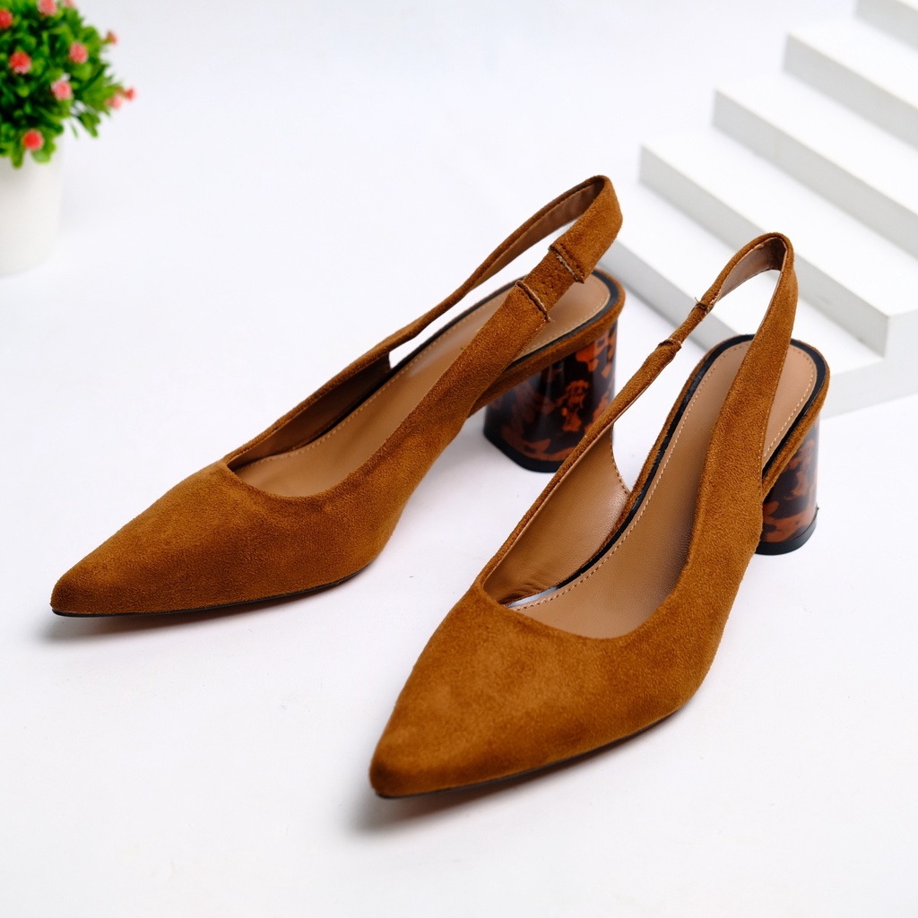 SEPATU KERJA WANITA ZS060 SLINGBACK TORTOISESHELL SHOES PREMIUM IMPORT