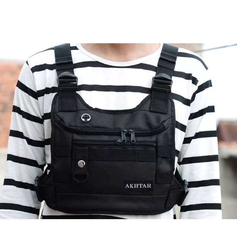 CHEST BAG//TAS DADA SIMPLE BLACK BIKERS/BISA BAYAR DI TEMPAT (COD)-4