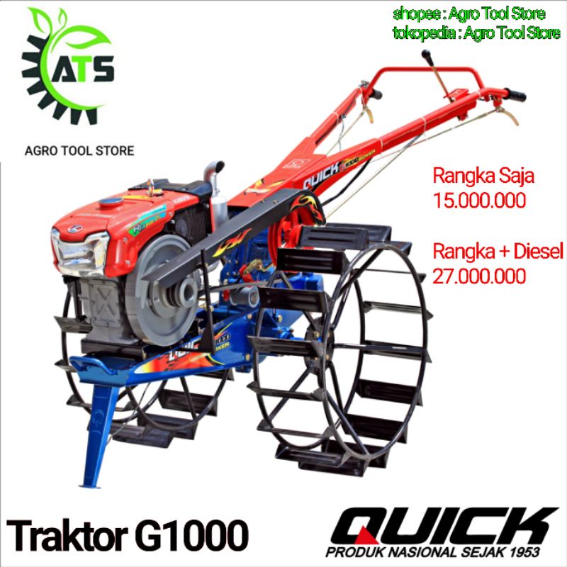 Mesin Traktor Quick G1000 Boxer Bajak Sawah Siap Pakai Diesel Kubota RD85 1S Agro Tool Store