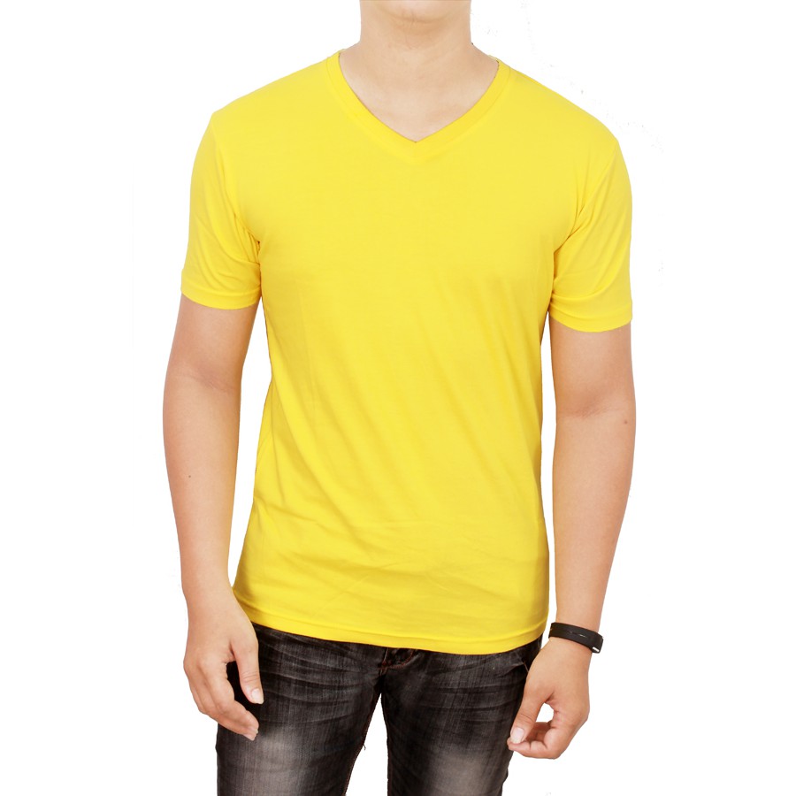 Kaos Kuning Kenari Katun Combed S20 Vneck - FBL 17