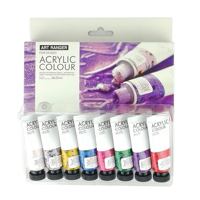 

SET 8 WARNA KILAP ART RANGER ACRYLIC GLITTER PAINT CAT AKRILIK - Neon