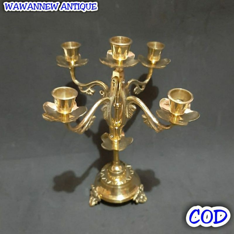 Tempat Lilin Aromaterapi Kuningan Ukir Cabang 5 - Candle Holder