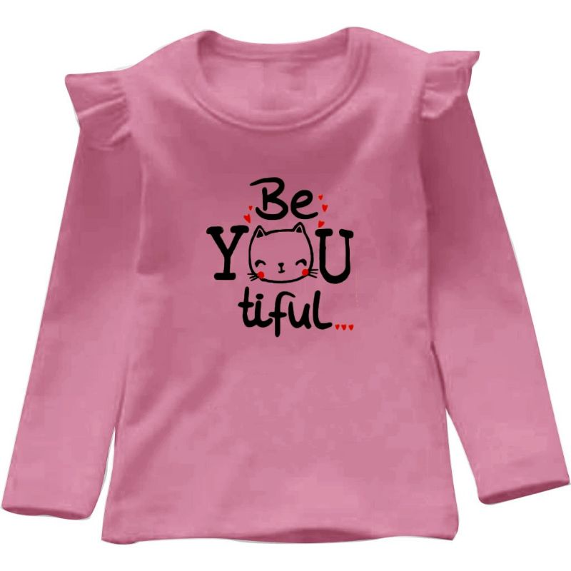 Atasan Kaos Anak Perempuan Lengan Panjang 1-14Tahun Model Kerutan/Atasan Bestie Kids Matt Babyterry/Good Quality