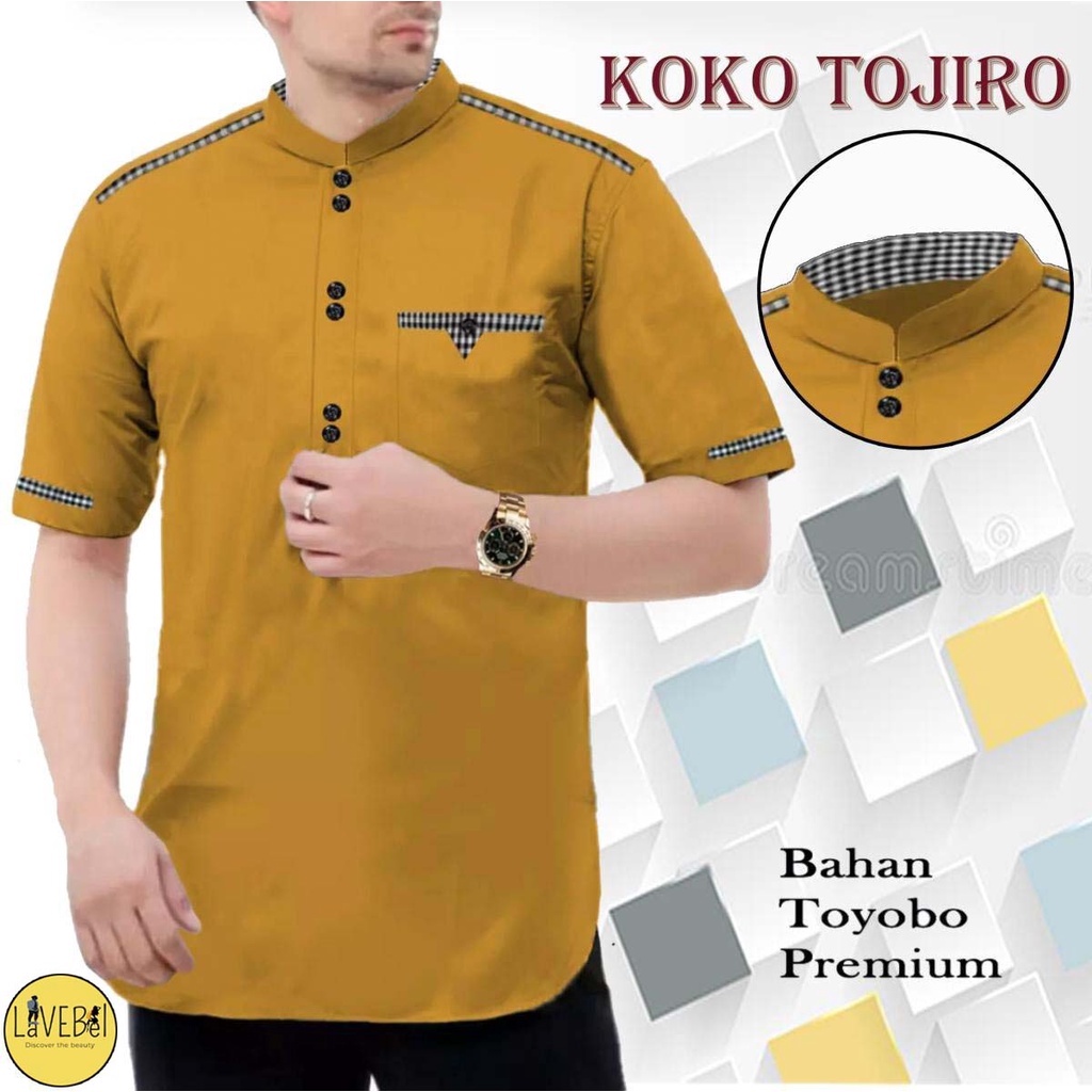 LVB Baju Koko TOJIRO / Baju Muslimin / Atasan Muslim Pria / Qurta Raja Pakistan JUMBO / Bahan Toyobo Premium Berkualitas / 18844 18846 18848 18850 / LAVEBEL