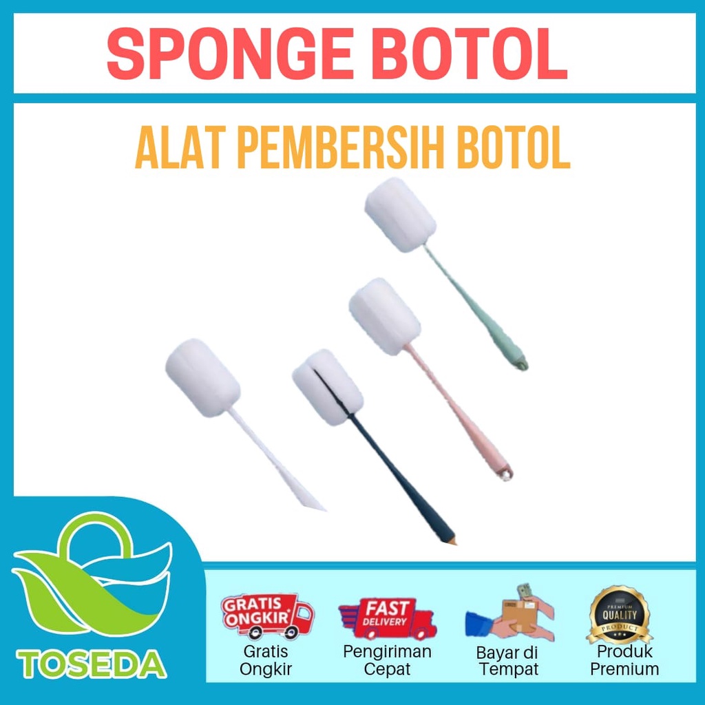 Sponge Botol Sikat Spons Gagang Panjang Pembersih Botol Termos Busa