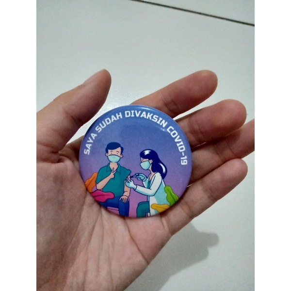 PIN BROS VAKSINASI COVID 19 (pin sudah vaksin) ukuran 5,8 cm