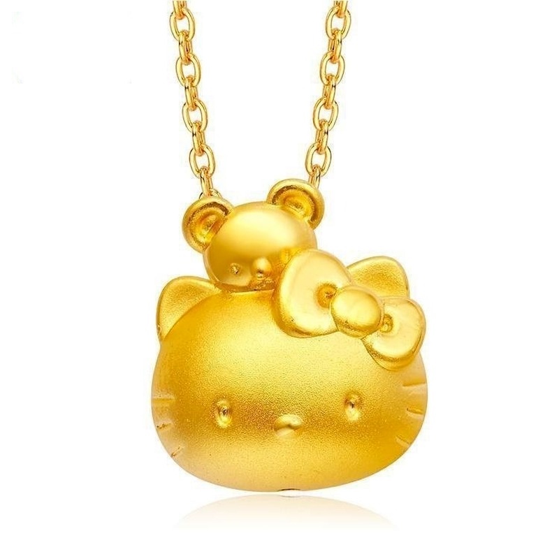 [Ready Stock]Fashion Gold-Plated Hellokitty Gold Pendant Cartoon Necklace