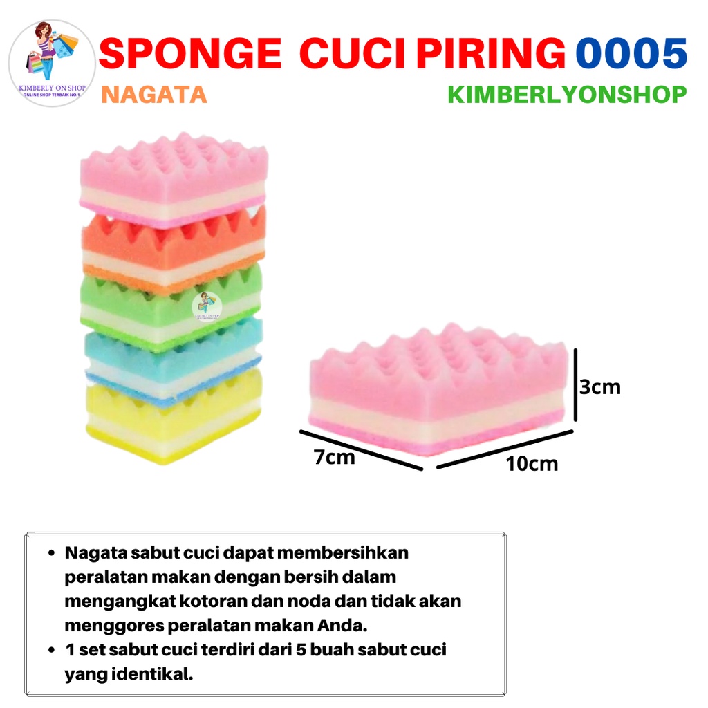 Sponge Cuci Piring Isi 5 Pcs 0005 Nagata