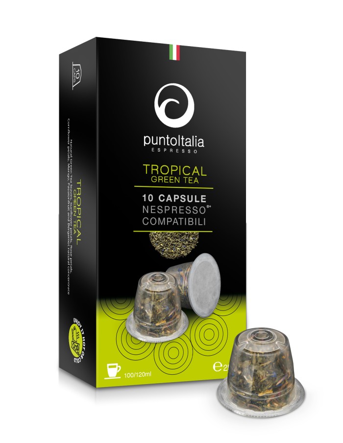 

NEW PUNTO ITALIA GREEN TEA TROPICAL NESPRESSO TEA CAPSULES -10 KAPSUL /BOX