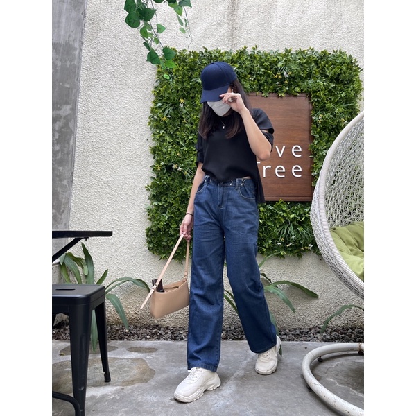 DEMORIN - Celana Jeans Wanita Baggy Highwaist Kekinian - X19 TABBY