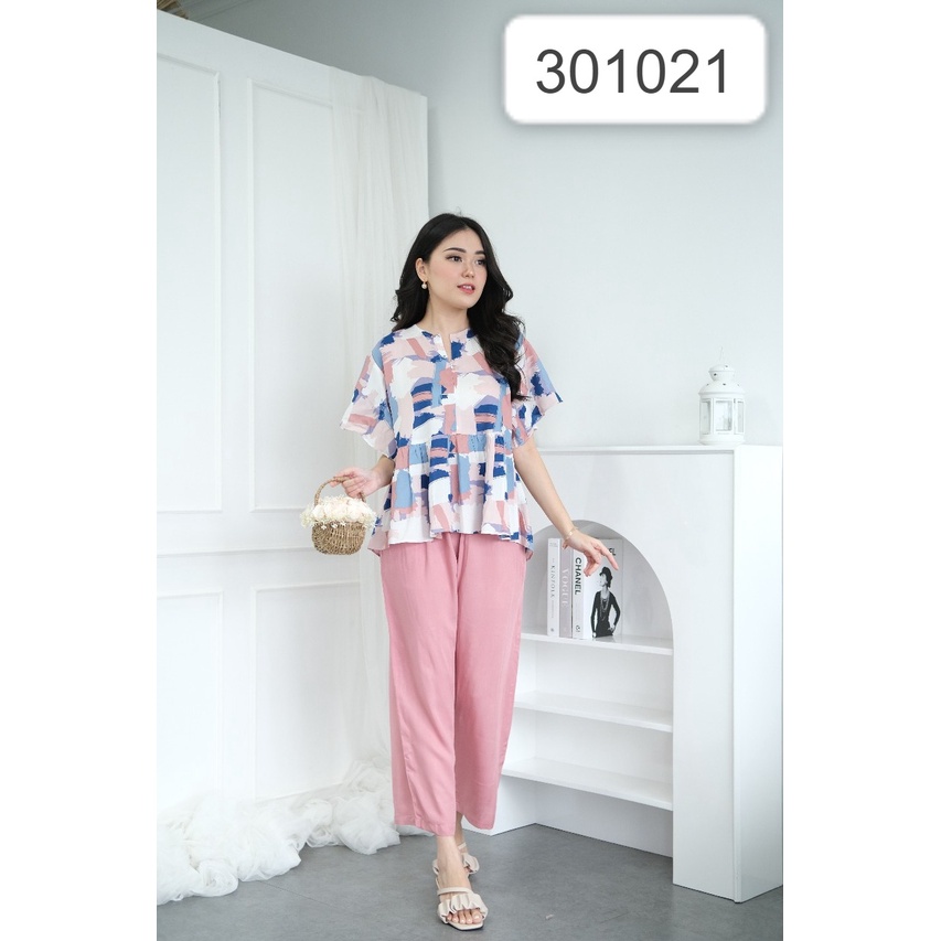 One Set Kemeja Piyama Rayon Tie Dye Batik Pekalongan Bahan kain Katun Premium Reselting Depan Busui 