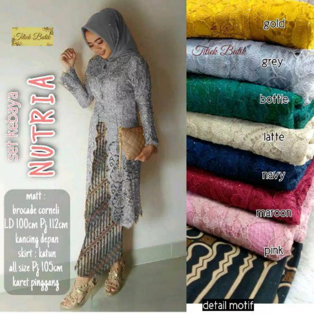 Setelan kebaya kondangan brokat jumbo nutria Asmara gown #1 ORIGINAL BEST SELLER READY JUMBO LD #120 DAHLIANA SET KEBAYA NUTRIA SET BROKAT BRUKAT ROK MOTIF LURIK PESTA KONDANGAN BRIDESMAID HIJAU BOTOL Baju Gamis Brokat Kebaya Batik Murah Pesta Kondangan-GREY