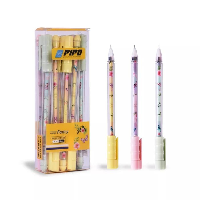 

Pulpen gel fancy ppg038f2 Tinta hitam isi 12pcs