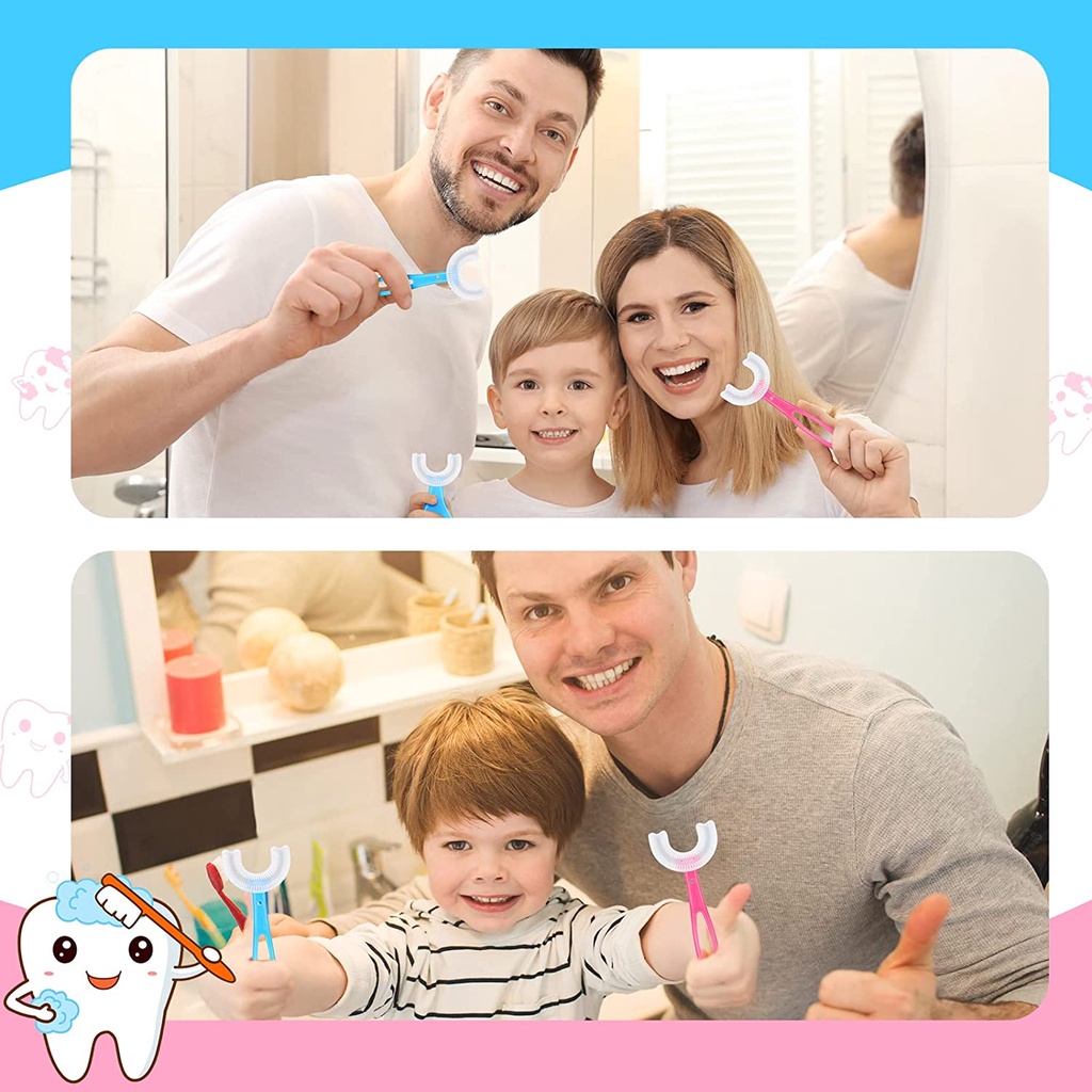 Sikat Gigi Anak Bentuk U Bahan Ramah lingkungan Silikon Toothbrush Bayi training tooth brush baby