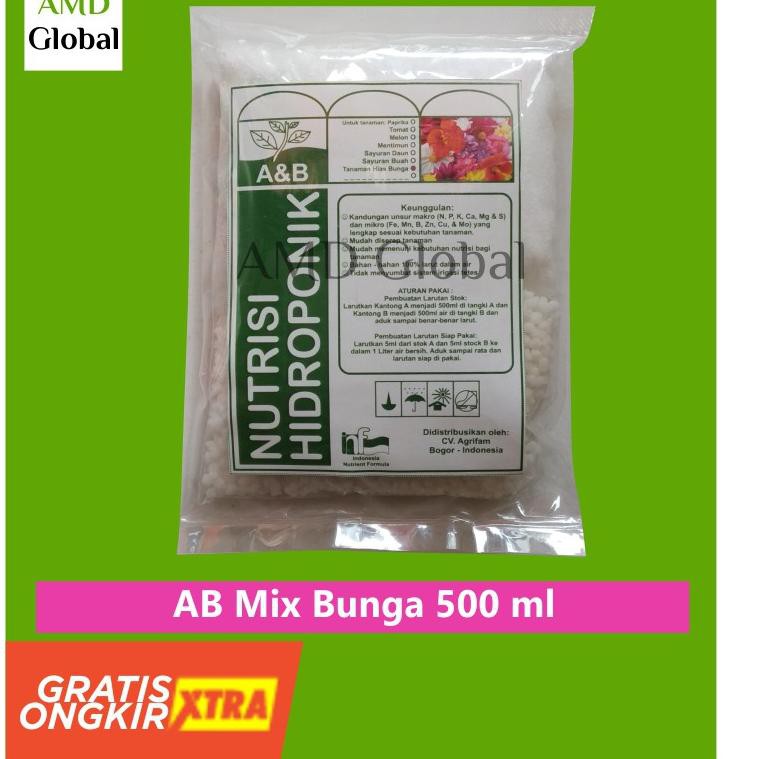 Ready Stok Nutrisi Hidroponik AB Mix Bunga 500 ml