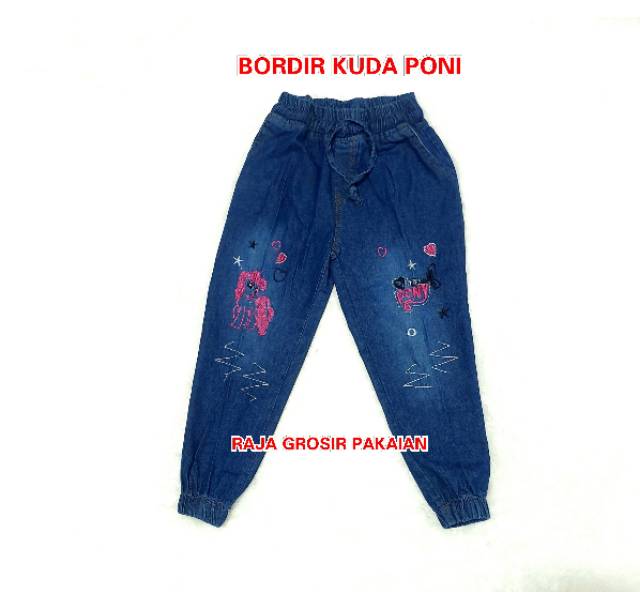 Celana Jogger Jeans Anak Usia 1-14 Thn / Gambar Bordir Bisa Di Pilih