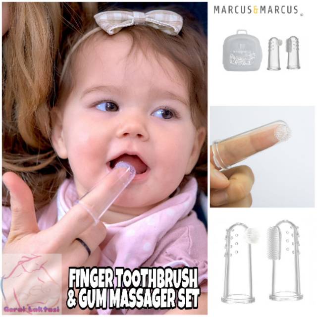 MARCUS AND MARCUS FINGER TOOTH BRUSH AND GUM MASSAGER SET