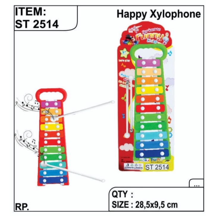 ST 2514 - Mainan Alat Musik Xylophone Xylopon Warna Random ST2514