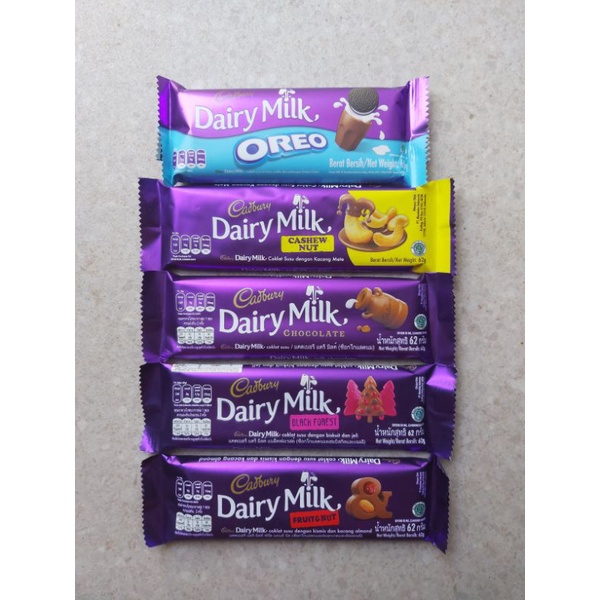 

Dairy Milk 62gr Cadbury fruit nut Dairy Milk 62gr Cadbury chocolate 62gr Cadbury black forest 62gr