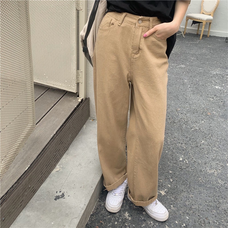 Korean style straight leg  loose khaki jeans