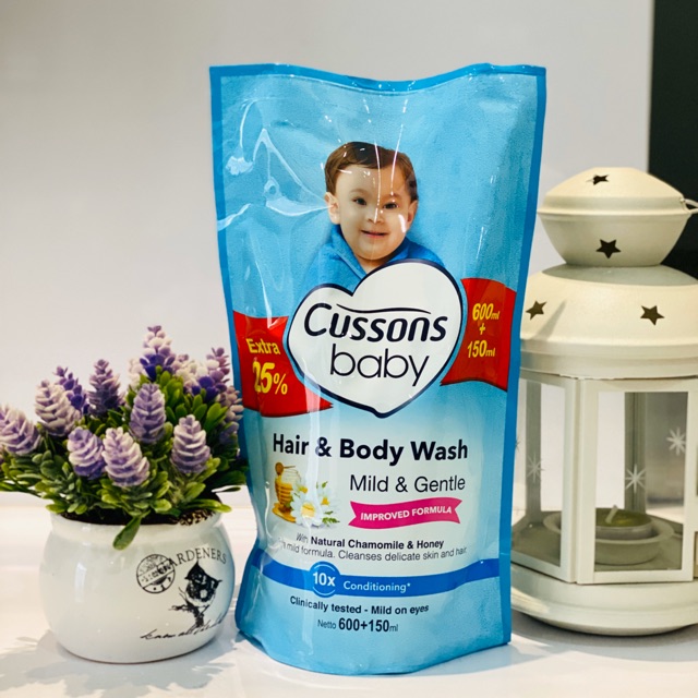 Cusson Baby Hair & Body Wash Refill 600ml - Bunus 150ml