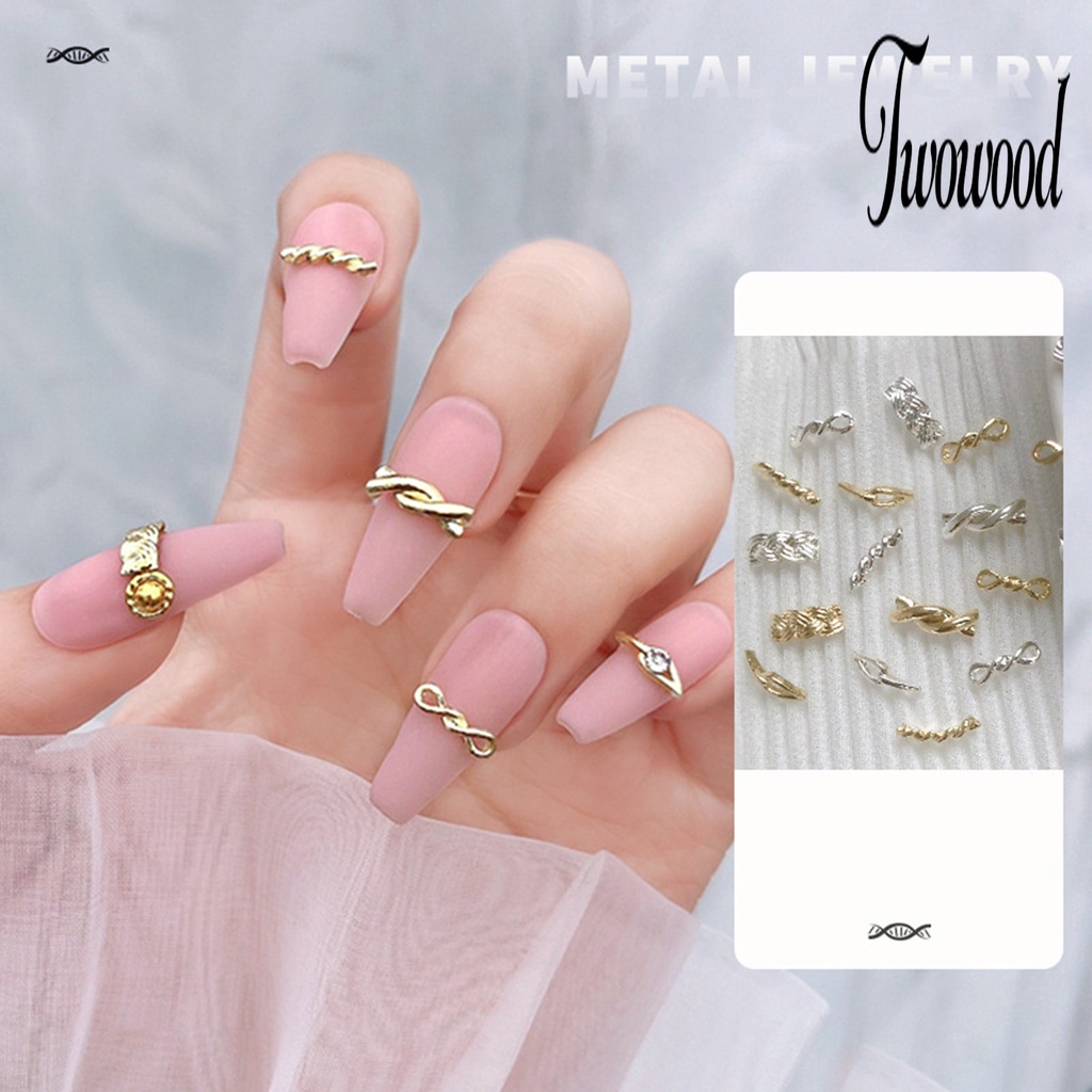 20 Pcs Dekorasi Kuku 3D Bahan Alloy Anti Karat Untuk Manicure