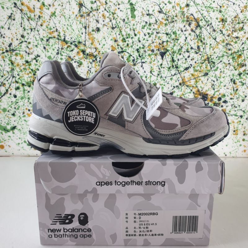 SEPATU NEW BALANCE 2002R x BAPE GREY CAMO 100% UA VERSION