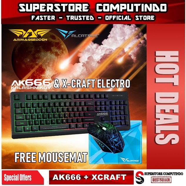 Armaggeddon AK666-AK666X Membran Gaming Keyboard Combo Alcatroz Xcraft