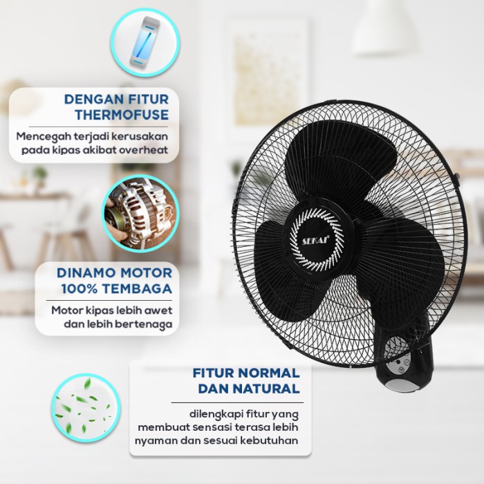 SEKAI Plastic Wall Fan 16 Inch WFN1628RC Kipas Dinding Remote WFN 1628