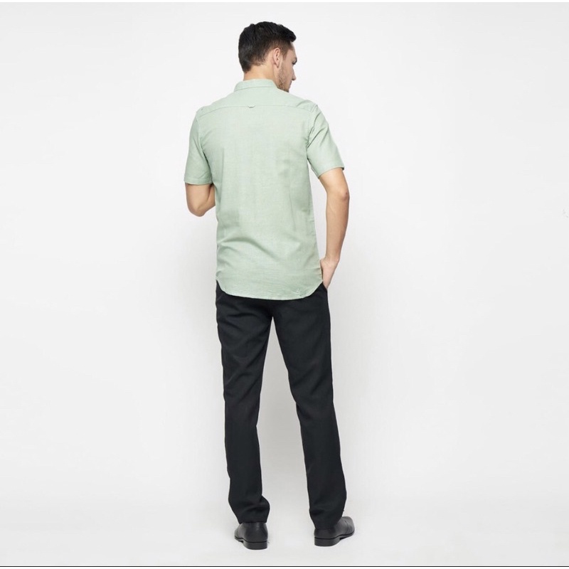 Divesstore Kemeja polos pria lengan pendek basic kasual kantoran hijau mint sage green / kemeja cowok / atasan pria