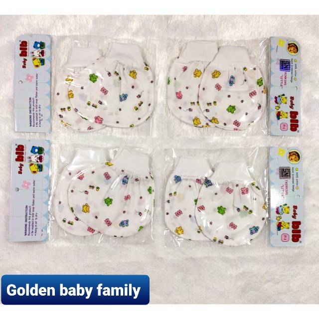 3 PCS SARUNG TANGAN + KAKI BABY BIB  PRINT  P-1/ PW 1-2  NEW BORN