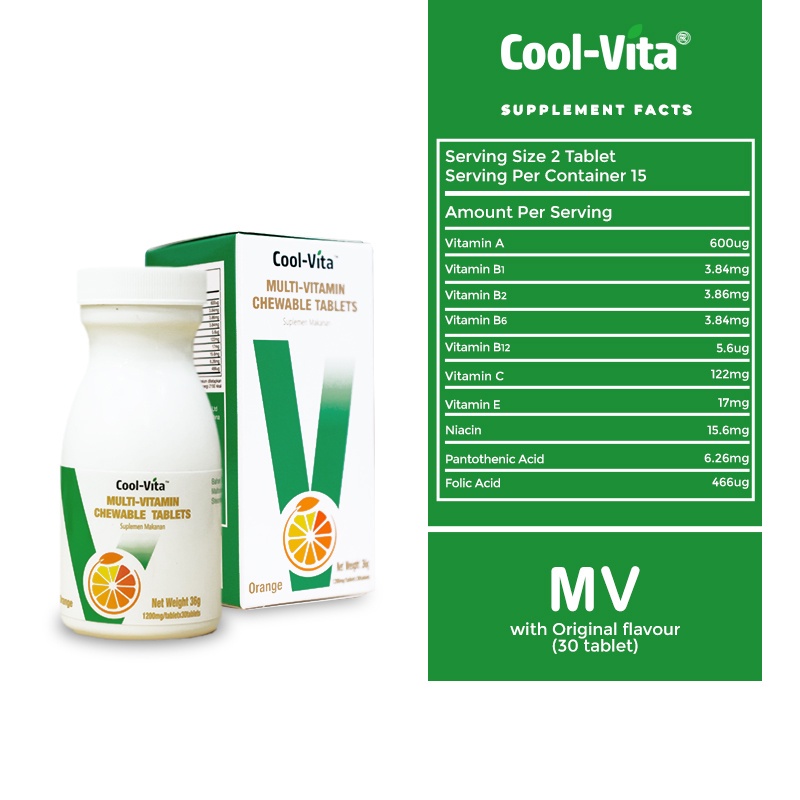 【PRE ORDER】CoolVita MultiVitamin Chewable (Kunyah) Suplemen Makanan Rasa Orange isi 30 Tablets-7