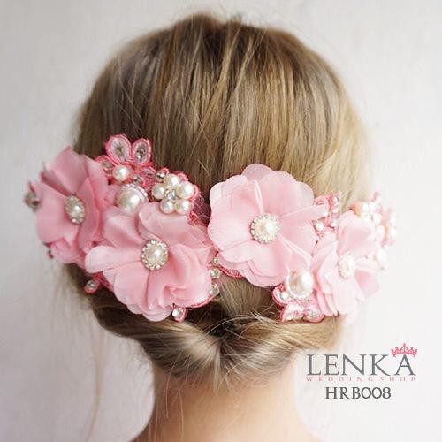 LENKA Aksesoris Wedding Pernikahan Pengantin Hairpiece Headpiece Pesta Hiasan Rambut Pink HRB008