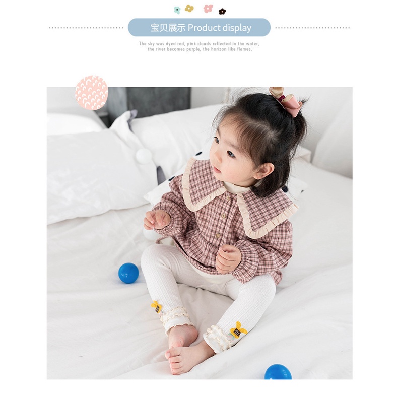 1234OS Legging Anak Bayi Perempuan Tebal Import Ruffle Bunga Bintang.