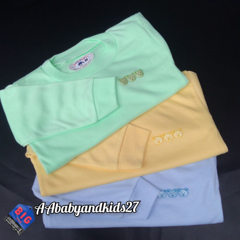 Dolphin 3PC Kaos Oblong Bayi Lengan Panjang Bahan Adem dan Nyaman Ukuran M L XL