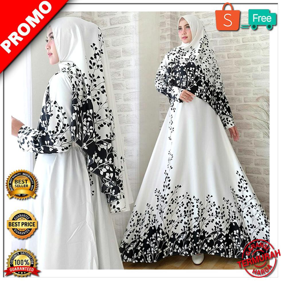 TERMURAH ELISTA SYAR'i Gamis Syar'i Terbaru Busana Muslim Wanita - Putih STOK TERBATAS