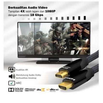 Kabel hdtv 2.0 px 3m gold 4k 2k 60hz ethernet hdr dolby hd2-3mx - Cable hdmi 3 meter male-male 3d uhd