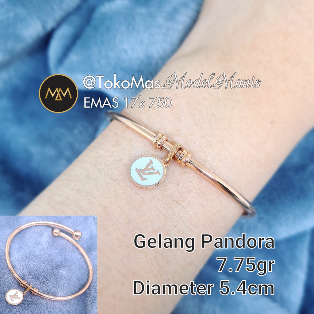 Gelang Bangle Pandora emas italy 750 kadar 17k