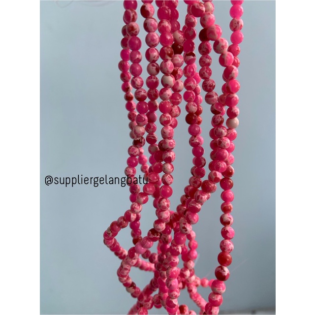 batu pink howlite 4mm akik aksesoris korea bahan gelang kalung limited