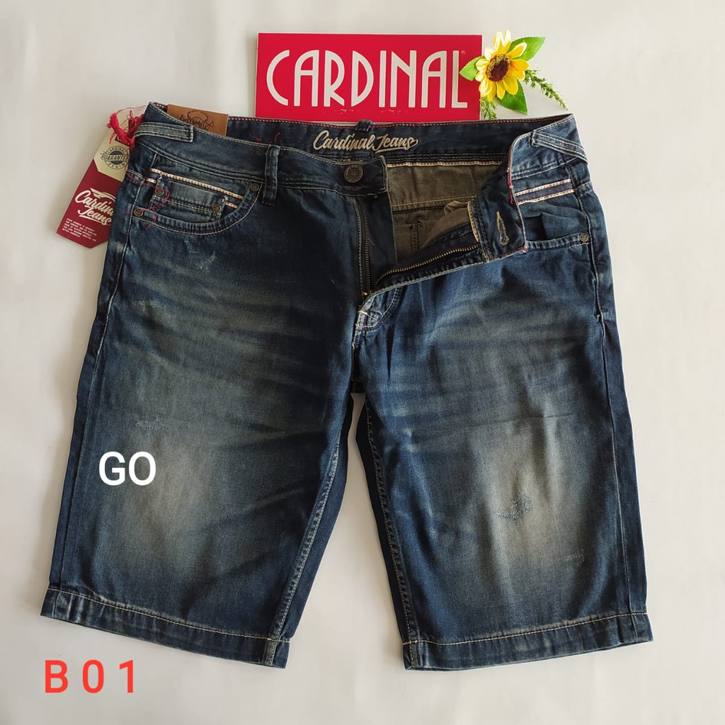 gof 37-38R CARDINAL JEANS Celana Pria Celana Pendek Bermuda Casual Sobek Slimfit Reguler Fit Reguler