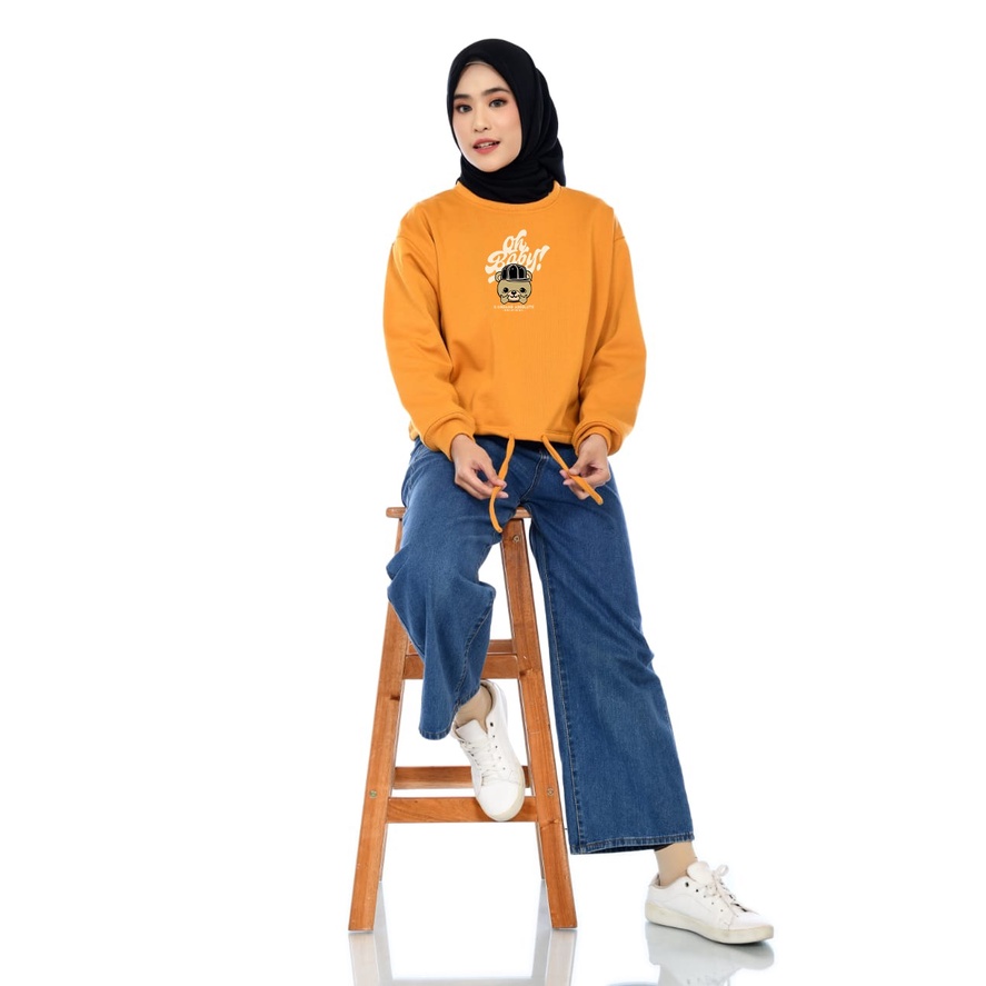 Sweater Wanita Oh Baby! Crop Fleece Gramasi 280-A244 Mustard