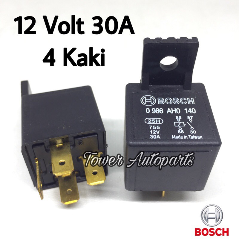 Grosir Murah 10pcs - Relay Bosch 12 Volt Kaki 4 / Pin - Riley Bosch 4 Kaki Original